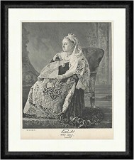 Königin Victoria Adel England Queen Fächer Krone Thron Schmuck Faksimile_E 17780