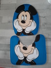 WC Garnitur,Mickey Mouse,Bezug,Deckel,blau,Maus,Vorleger,Bad,Disney,Set,Neu