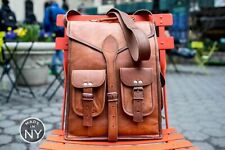 Schultertasche Kuriertasche aus Leder echt Vintage braun Reiserucksack Tasche