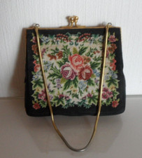 Vintage Stofftasche Handbestickt  Petit Point Handtasche  Vintage