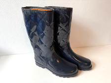 Elegant: Cooler Echt-Gummistiefel mit Waffelmuster, weicher Schaft 39 blau