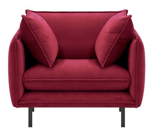 Rot samt set 3 sessel - rot, [