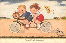 Ak Glückwunsch, Kinder fahren