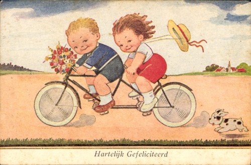 Glückwunsch kinder fahren - ak,