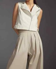 Damen weiße Lederweste Biker