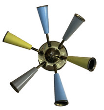 50er 60er KRONLEUCHTER bunt, Spinne Spider SPUTNIK tütenlampe RETRO VINTAGE