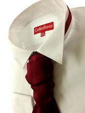 *B-Ware* schlankeres weißes viktorianisches Hemd mit Flügelkragen Hochzeit 14,5 -18 Zoll