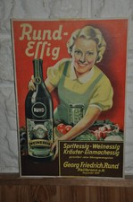 Altes Reklameschild 30erJ.Rund Essig/Weinessig,Georg Friedrich Rund/Heilbronn/N.