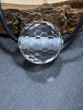 Bergkristall Kugel 20mm,facettiert, Silber (925) rhodiniert mit Band