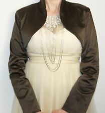 SATIN BOLERO ABEND JACKE  LANGARM DUNKEL BRAUN 