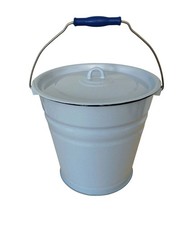 Eimer mit Deckel emailliert 12 L hellblau Emaille Milcheimer Putzeimer bin Konus