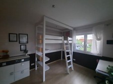 Hochbett  90x200x245 Jugendbett Kinderbett Etagenbett Holz massiv freie Farbwahl