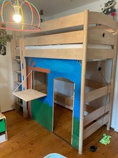 PAIDI Hochbett Fleximo 90x200cm Massivholz inkl. Rausfallschutz mit "Kaufladen" 