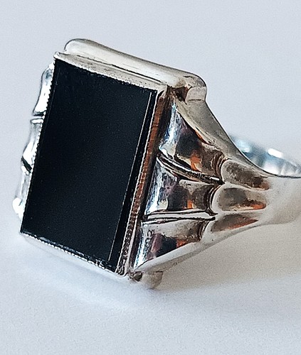 Siegelring silber schwarz onyx - schwarz,