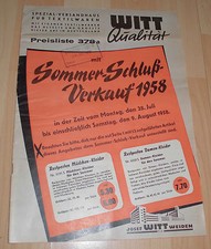 dachbodenfund alter mode katalog / prospekt preisliste josef witt weiden kg 1958