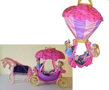 Barbie Prinz, Prinzessin, 2 Kinder, 2-in-1: Kutsche/Heißluftballon, Pferd