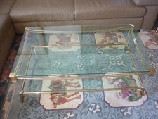 Wertvolle COUCHTISCH "Rarität" Chrom Messing mit Plexiglas Beine 117x67x40cm TOP