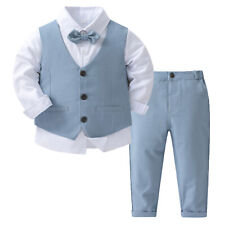 Baby Jungen Outfit Anzugweste Set Geburtstag Anzug Kinder Hemd Fliege Weste