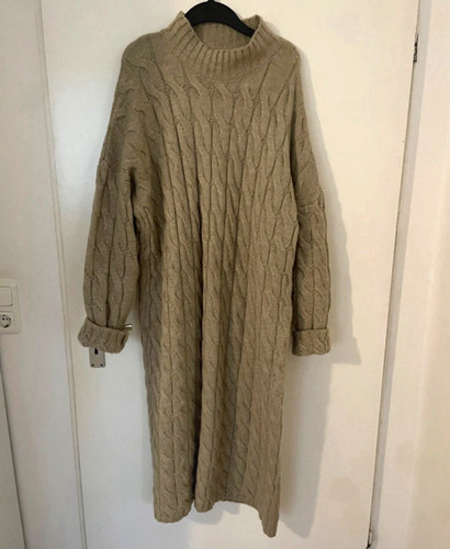 Damen strickkleid lang beige - strickkleid,