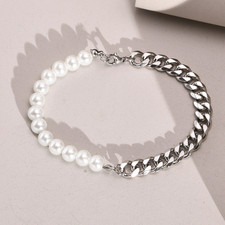 Herren Armband Edelstahl Panzerarmband Perlenarmband Männer