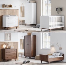 Babyzimmer Kinderzimmer Komplettset MADDY weiß wallnuss Schrank Kommode Bett neu