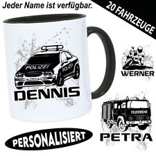 Tasse Name Auto Motorrad Polizei Feuerwehr Personalisiert Geschenk Geburtstag 50
