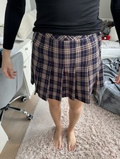 Mädchen C&A Faltenrock kariert blau beige Gr. S 170 top