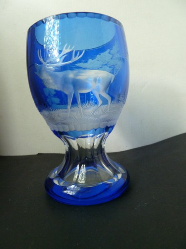 Glas pokal blau - glas,