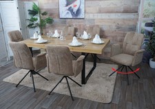 B-Ware 6er-Set Esszimmerstuhl MCW-N99, Armlehne, Chenille Öko-Tex hellbraun