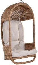 Hängesessel/ Hängeschaukel/Korb aus Natur-Rattan  (Natur, mit Polster Beige)