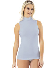Damen Shirttop Body Ärmellos mit Stehkragen Baumwoll Modal Mix Figurbetont