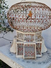 alter Vogelkäfig viktorianischer Stil Holz Draht antik Voliere shabby chic Deko