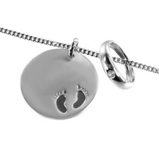 Set Taufe Geburt Kinder Baby Füsschen mit Kette und Taufring inklusive Gravur