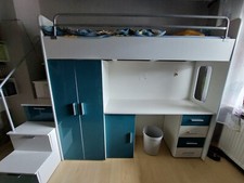 PATI Hochglanz Hochbett mit Schreibtisch und Schrank