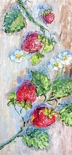 Erdbeeren Ölmalerei 10x20 cm