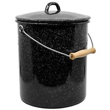 2.Wahl Nostalgie Wassereimer Email Emaille Eimer Bioeimer 11,5l m Deckel schwarz