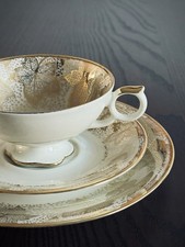 Bavaria Elfenbein Porzellan – 3tlg. Sammler Kaffee-Set Golddekor Vitrinenstück