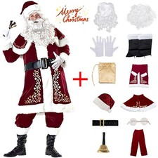 Weihnachtsmann Kostüm Set Nikolaus Santa Claus Anzug Verkleidung Mantel Karneval