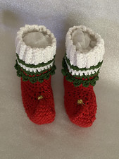 Wichtelschuhe Kinderhausschuhe  gehäkelt Unikat Gr.22-23 aus Baumwolle 