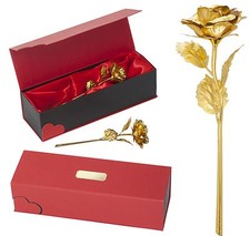 Ewige Goldene Rose in Herz Box