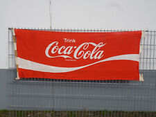 Trink Coca-Cola Schutzmarke Original Werbe-Stoffbanner 1970er Jahre  Selten !