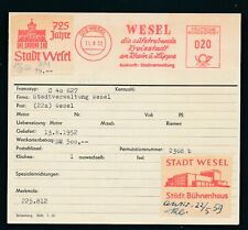 S2369) Francotyp AFS Stammkarte 1952 Wesel Stadtverwaltung Städt.Bühnenhaus