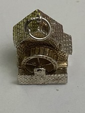 ANTIKES VINTAGE STERLINGSILBER BEWEGLICHES RAD WASSERMÜHLE CHARM 7,5 Gramm...