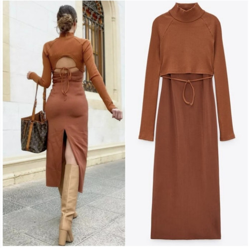 Zara langes kleid langarm - kleid,