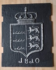 Gusseiserne Kaminplatte mit Wappen Baden Württenberg Jahreszahl 1810 Vintage