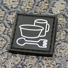 Mini PVC Patch Abzeichen Bushcraft camping BBQ Outdoor Kochen Göffel Klett EDC