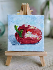 Paprika Red Oil Painting 7x7cm