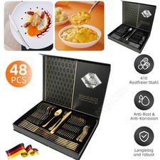 48x Besteck Set Besteckkoffer für 12-Personen Edelstahl Besteckset Tafelbesteck