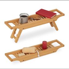 Badewannenablage Bambus Badetablett Badewannentisch Badewannentablett mit Füßen 