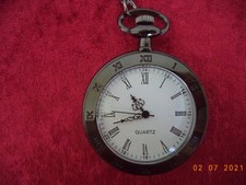 Taschenuhr Kette mit Karabiner Antik-Style NEU+OVP Umhänge-Uhr römische Ziffern